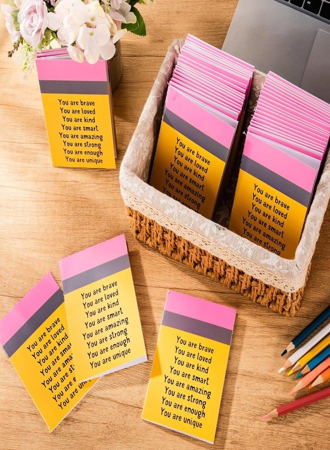 Spakon 24 Pcs Valentines Gifts for Students Mini Inspirational Notebooks Back to School Gift Small Journal Pocket Mini Positive Affirmation Motivational Notepad for Teacher School Employee (Yellow) - Image 3
